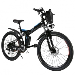 Speedrid Bici elettriches Bicicletta elettrica pieghevole, Speedrid mountain bike elettrica 26'' con doppio assorbimento degli urti, Ebike massima 350W con professionale 21 velocità, 36V 8Ah batteria