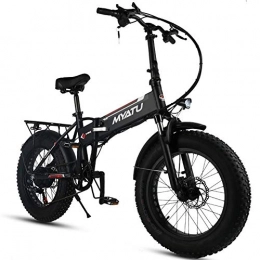 GXF-electric bicycle Bici elettriches Bicicletta elettrica pieghevole Telaio in alluminio Batteria da 20 pollici for automobile da neve Batteria al litio da 48 V Batteria da 4.0 pneumatici 6 velocit regolabile ( Color : Black )