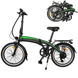 CM67 Bici elettriches Bicicletta elettrica, velocità massima di guida 25 km / h, mountain bike, per adulti, pieghevole, elettrica, con schermo LCD, batteria agli ioni di litio, dimensioni pneumatici 20 pollici, colore: nero