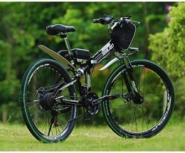 LEFJDNGB Bici elettriches Biciclette elettriche Folding Mountain bike 21 velocit for adulti pieghevole Electric Power motorino altoparlante integrato LED Fari Velocit massima 25km / H ( Color : Green , Size : 24inches )