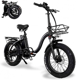ZJZ Bici elettriches Biciclette elettriche pieghevoli per adulti con batteria agli ioni di litio di grande capacità 48V 15AH 20 in bicicletta elettrica con pneumatici grassi con cestino per auto Mini scooter piccolo in le