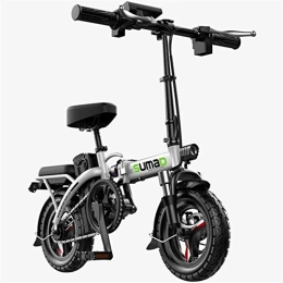 ZJZ Bici elettriches Biciclette elettriche veloci per adulti Telaio in acciaio ad alto tenore di carbonio con ruote da 14 pollici con batteria rimovibile agli ioni di litio da 36 V Bicicletta elettrica leggera portatile T