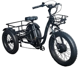 JieshiNW Bici elettriches Bike a 3 ruote for triciclo elettrico for adulti for batterie rimovibili da donna, triciclo con cestini anteriori e posteriori e manubri e sedili fenderadjustabili anteriori for anziani, uomini, donne
