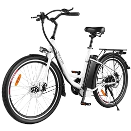 BIKFUN Bici BIKFUN 26" 250W Bici Elettrica con Batteria 15Ah 540Wh, Bicicletta Elettrica Pedalata Assistita per Adulti, Bici Elettrica Citta Shimano 7 Velocità, Velocità Massima 25km / h (Bianco)