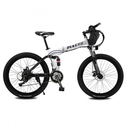 BXZ Bici elettriches BXZ Bicicletta elettrica da 26 pollici in lega di alluminio 36V 10Ah Batteria al litio Bicicletta da montagna, cambio a 21 velocità, con borsa, bianca