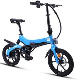 BXZ Bici elettriches BXZ Bicicletta elettrica pieghevole, sospensione staccabile 36V Telaio in lega di alluminio leggera Bicicletta da città pieghevole antiscivolo a prova di esplosione per studenti adulti, 8ah | blu