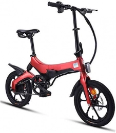 BXZ Bici elettriches BXZ Bicicletta elettrica pieghevole, velocità variabile Piccolo portatile ultraleggero Facile da riporre Telaio pieghevole Batteria al litio portatile Uomini e donne adulti, 5.2ah | rosso