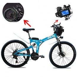canoy Bici elettriches canoy Bici elettrica, Sport Mountain Bike 26 Pollici, Smart Folding Portatile E-Bike 21 velocità Trekking Ebike per Adulto Unisex Blue