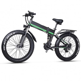 CARACHOME Bici CARACHOME Bicicletta elettrica per Adulti, Bici da Spiaggia elettrica Pieghevole da 1000 W, Bici da 26 Pollici per Bici elettrica da Neve da 48 V con Batteria, Verde