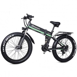 CHEER.COM Bici elettriches CHEER.COM Bici Elettrica da 26 Pollici Motore da 1000 W Bici da Neve Super Livello 7 velocità Bici Elettrica Pieghevole E-Bike 48V12Ah Bicicletta Elettrica 4.0 Fat Tire Ebike per Adulti, Green