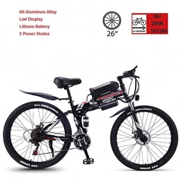 CHJ Bici elettriches CHJ Bicicletta Pieghevole elettrica, Mountain Bike elettrica, Mountain Bike a Lunga Durata da 26 Pollici a 21 velocit 36V350W, Display LEC, 10AH