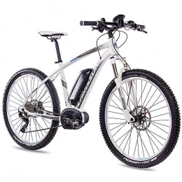 CHRISSON Bici elettriches CHRISSON 27, 5pollici E-Bike pedelec e di mountain bike e Mounter 3.0con 10G Deore XT Bosch PLine CX Power pack500e Rock Shox Bianco Grigio Opaco, 44 cm