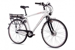 CHRISSON - Bicicletta elettrica da trekking e da città, da uomo, 28 pollici, E-Gent bianco, con cambio Shimano Nexus a 7 marce, con motore anteriore Bafang 250 W, 36 V