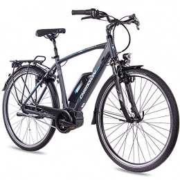 CHRISSON Bici CHRISSON Bicicletta elettrica da uomo Pedelec City BIK E-Rounder con 7G Nexus Bosch Active Line 40 Nm, antracite