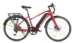 CHRISSON Bici CHRISSON ESARGOS - Bicicletta elettrica da donna, 28 pollici, con cambio Shimano 9G, 14 Ah, Samsung AIKEMa, colore: rosso opaco