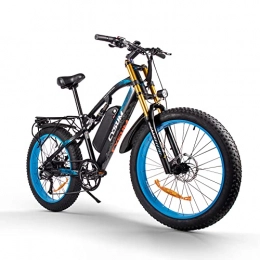 cysum Bici CM-900 Bicicletta elettrica per adulti 1000W 48V Cyclette elettrica senza spazzole, batteria al litio rimovibile 17Ah Freno idraulico per mountain bike (bianco blu)