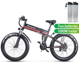 cuzona Bici elettriches cuzona Bici elettrica Bici 26 Pollici 4 0 Grasso Pneumatico Pieghevole Batteria al Litio per Adulti 48 v Bici elettrica ebike Mountain Bike Neve e-Bike-Two_Battery_Red_France