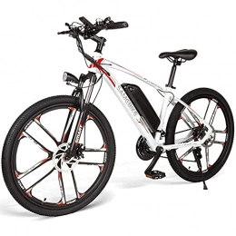DDFGG Bici DDFGG 26"Mountain Mountain Bike 350w 48 V 8ah, Bici da Pendolarismo Elettrica, Bici Elettrica per Adulti con Shimano 21 velocità E Display A LED (Tre modalità di Lavoro)(Color:White)