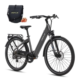 DERUIZ Bici elettriches DERUIZ QUARTZ 28" Bicicletta Elettrica da Città, Motore da 250W e Batteria al Litio 48V 644Wh estraibile, Colore Grigio carbone
