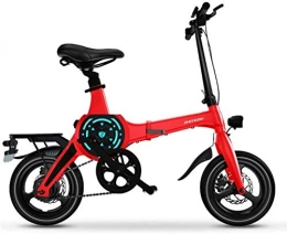 DLC Bici DLC Bicicletta Elettrica da 14 Pollici Portatile Pieghevole Mountain Bike Elettrica per Adulti con 36V Batteria Agli Ioni Di Litio E-Bike 400W Potente Motore Adatto per Adulti, Red-100To180Km, Rosso, 1