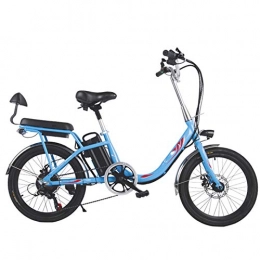 NYPB Bici E-bike da donna, bici elettrica da 20 pollici con motore brushless da 300 W per donne con un'altezza di 155-180 cm con batteria al litio da 48 V 10 Ah con cestino per bici (blue)