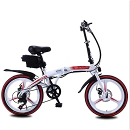 NYPB Bici E-Bike pieghevole per adulti, E-Bike da città da 20 pollici Motore senza spazzole da 250 W Batteria al litio rimovibile Cambio a 7 velocità Doppio disco Freno unisex (white red 8A)