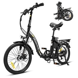 eboocicle  eboocicle Bicicletta elettrica pieghevole da 20 pollici, per uomo e donna, 250 W, 36 V / 13 Ah, portata massima fino a 45 – 100 km Shimano 7 marce, 3 livelli di supporto, in alluminio, 23, 7 kg