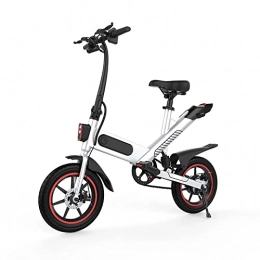 Electric Bicycle,14'' Electric Bike for Adults and Teenagers with 18.6MPH Waterproof Folding Electric Bike with Removable 36V 10.4Ah Lithium-Ion Battery Throttle & Pedal Assist (White)