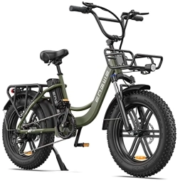 ENGWE Bici ENGWE L20 Bicicletta Elettrica Adulto, 20'' ×4.0'' Fat Tire Bici Elettrica per Donna, 7 velocità, Batteria Rimovibile 48V 13Ah Autonomia bis zu 40-120 km E-Bike (Verde)
