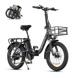 ENGWE Bici ENGWE L20 SE Bicicletta elettrica per Adulti 250W E-Bike Pieghevole 36V 15.6Ah Batteria Rimovibile 20" x 3.0 Fat Tire Bicicletta Elettrica Pieghevole E-Bike per Adulti (Nero)