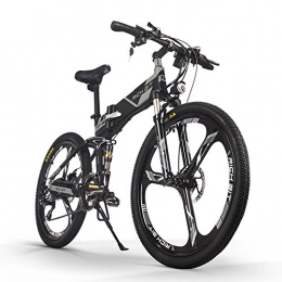 ENLEE Bici elettriches ENLEE SUFUL Rich Bit TOP-860 36V 250W 12.8Ah Full Suspension City Bike Pieghevole Elettrico Mountain Bike Bicicletta (Black-Gray)