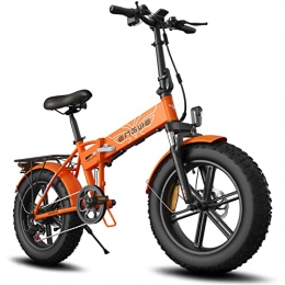 Fafrees Bici elettriches EP-2PRO Bici Elettrica Pieghevole da 20 Pollici, Mountain Bike Elettrica 48 V 12, 8 Ah, Pneumatici Grandi 20"* 4, 0 Shimano 7 Velocità, Arancione