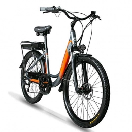 Extrbici Bici elettriches Exrebici XF200 City Electric Bike 500W 48V 14Ah Freno a Disco Meccanico 700C 7 velocità per Bici da Donna (Arancione Grigio)