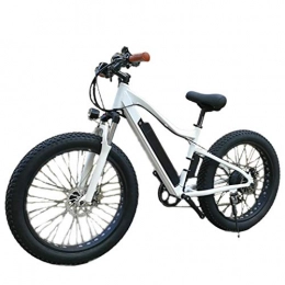 F-JX Bicicletta elettrica, Ampio e Fat Motoslitte, 26 Pollici Montagna Outdoor Sports velocità variabile Batteria al Litio Bike - Bianco,26 Inches X 18.5 Inches