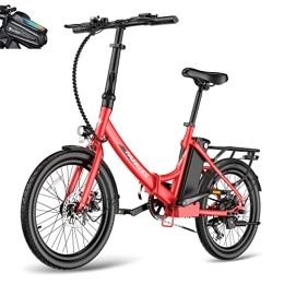 Fafrees Bici Fafrees F20 Light Bicicletta elettrica pieghevole da 20 pollici, bici elettrica da uomo 36 V 14, 5 AH, bici da 250 W 120 kg, Ebike da donna max. 25 km / h, Shimano 7S, bicicletta pieghevole (rosso)