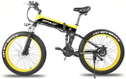 FFSM Bici elettriches FFSM 26 inch 48V 500W Folding Mountain Bike, Bici da 4, 0 Fat Tire Elettrico, Regolabile, Display LCD Manubrio con USB Plug (Colore: Nero Giallo, Dimensione: 12.8Ah1SpareBattery) plm46