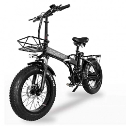 FJYDBTWJ Pieghevole Bici Elettrica 500 W E-Bike 20"* 4.0 Pneumatico Grasso 48V 15Ah Batteria Display Lcd con 5 Livelli Di Velocità Di Pas/Nero