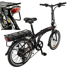 CM67 Bici elettriches Foldable City Bike Unisex Adulto 20' Nero, Donna 7 velocit Fino a 25km / h 45-55 km 250W 36V 10AH Batteria al Litio Bicicletta Per Adulti E Adolescenti Carico massimo: 120 kg