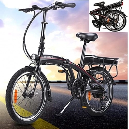 CM67 Bici elettriches Foldable City Bike Unisex Adulto 20' Nero, In Lega di alluminio Ebikes Biciclette all Terrain Impermeabile IP54 modalit di guida bici da Portatile Potenza 250 W 36V 10 Ah