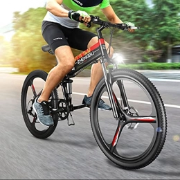 GAOXQ Bici elettriches GAOXQ Bicicletta Elettrica Mountain Bike Elettrica, Bicicletta Elettrica Pieghevole da 26 Pollici per Adulti, Batteria agli Ioni di Litio da 48 V 10 Ah, Motore da 400 W E Red black-27 Speed