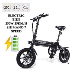 Gaoyanhang Bici elettriches Gaoyanhang 36V / 7.5Ah Bici elettrica-14 Pollici Bicicletta Pieghevole, 250W Motore brushless ad Alta velocità, 25 chilometri all'ora, in Lega di Alluminio Corpo antiruggine (Color : Black)