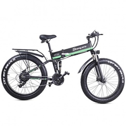 GASLIKE Bici elettriches GASLIKE 26 Pollici Fat Tire Bici elettrica per Adulti Neve / Montagna / Beach l'ebike, Motore da 1000W, 21 velocità Spiaggia Neve E-Bike con Sedile Posteriore, Verde