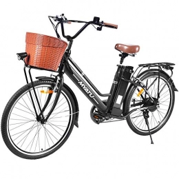 Giow Bici elettriches Giow Speedrid 26"Bici elettrica da Donna, Bici elettrica per Bici da Viaggio elettrica con Motore da 250 W, Batteria da 36 V 10 Ah, Cambio a 6 Marce Professionale (Nero)