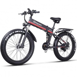 GJNWRQCY Bici elettriches GJNWRQCY Bicicletta elettrica da 1000 W, Mountain Bike Pieghevole, ebike per Pneumatici Grassi, ciclomotore Elettrico Pieghevole da 26 Pollici, 48 V 12, 8 Ah, Black Red