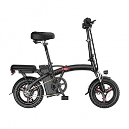 GKMM - Bicicletta elettrica compatta da 14", scooter elettrici con batteria rimovibile, bici elettrica da 250 W, con supporto per telefono e porta di ricarica USB, colore: Nero