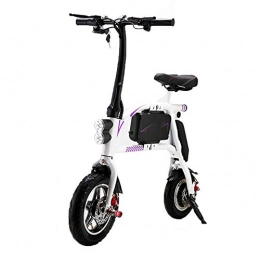 Gmadostoe Bici Gmadostoe Bicicletta elettrica Pieghevole, Bici da Citt Portatile con Luce a LED, Pedale da Viaggio Pieghevole per ciclomotore Leggero per Adulti, White, Battery~8ah