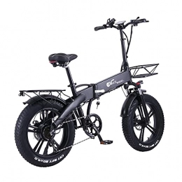 CMACEWHEEL Bici GT20-PRO Bicicletta elettrica pieghevole da 20 pollici, batteria nascosta, motore potente 48V 750W, bici da neve Fat Bike ad alta velocità (Black, 10Ah + 1 batteria ricambio)