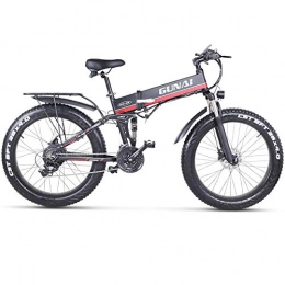 GUNAI Bici elettriches GUNAI Bicicletta elettrica da uomo, 48 V, 1000 W, bicicletta elettrica a 21 velocità, con batteria al litio da 48 V, 12 Ah, con sedile posteriore