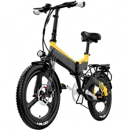 HAOYF Bici elettriches HAOYF E-Bike Pieghevole 20 * 2.4 '', Bicicletta Elettrica Impermeabile in Alluminio da 400 W con Assorbimento degli Urti, Pendolarismo Sportivo in Viaggio All'aperto, per Adulti, Giallo