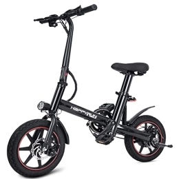 happyrun Bici elettriches Happyrun Bicicletta elettrica pieghevole da 14 pollici con motore potente da 250 W, doppio sistema frenante, batteria al litio rimovibile, faro anteriore e luce posteriore a LED
